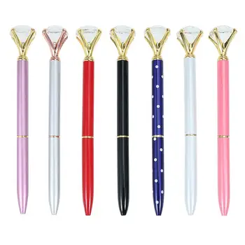 

12Pcs Pen with Big Diamond Crystal Metal Ballpoint Pen School Office Supplies (Random Color)