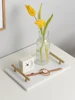 Nordic Home Decor Light Luxurious Natural Marble Jewelry Storage Tray With Gold Handle Trinket Ring Plate Wedding Gift 5
