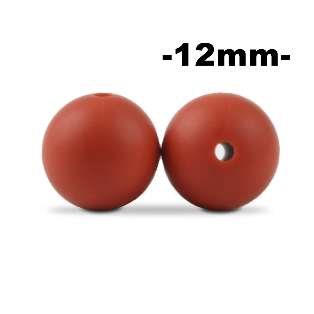 brick red LOFCA, 12 мм, 100 шт., силиконовые бусины для прорезывания зубов, Прорезыватель для зубов, ожерелье для кормления ребенка, соска, зажим для ухода за полостью рта, не содержит бисфенола, пищевой, цветной - Цвет: brick red