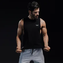 Спортивный жилет для занятий фитнесом из чистого хлопка, Летний стиль, мужская рубашка без рукавов для фитнеса