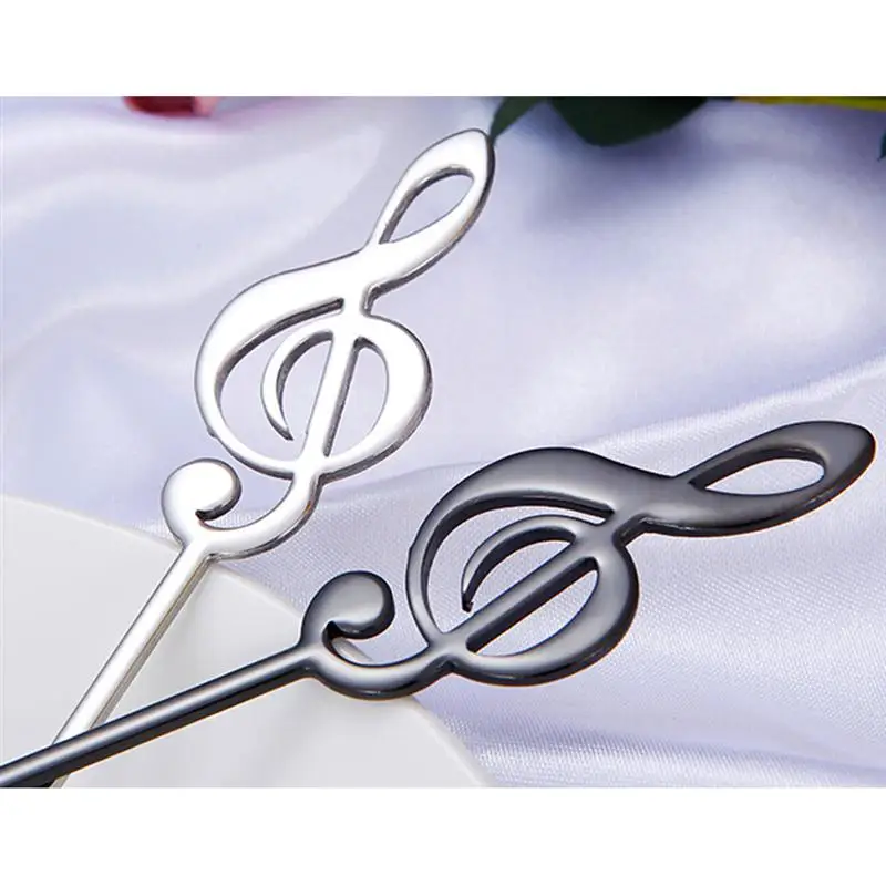 Stainless Steel Titanium-coated Coffee Spoons Musical Note Pattern Stirring Spoon Dessert Scoop Tableware