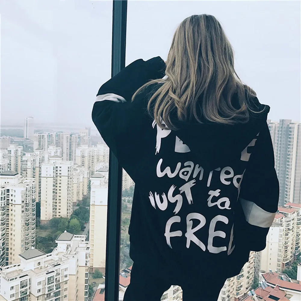 

Autumn Unisex Hoodies Women Warm Sweatshirt Casual Long Sleeve Loose Hoodies Outerwear Black