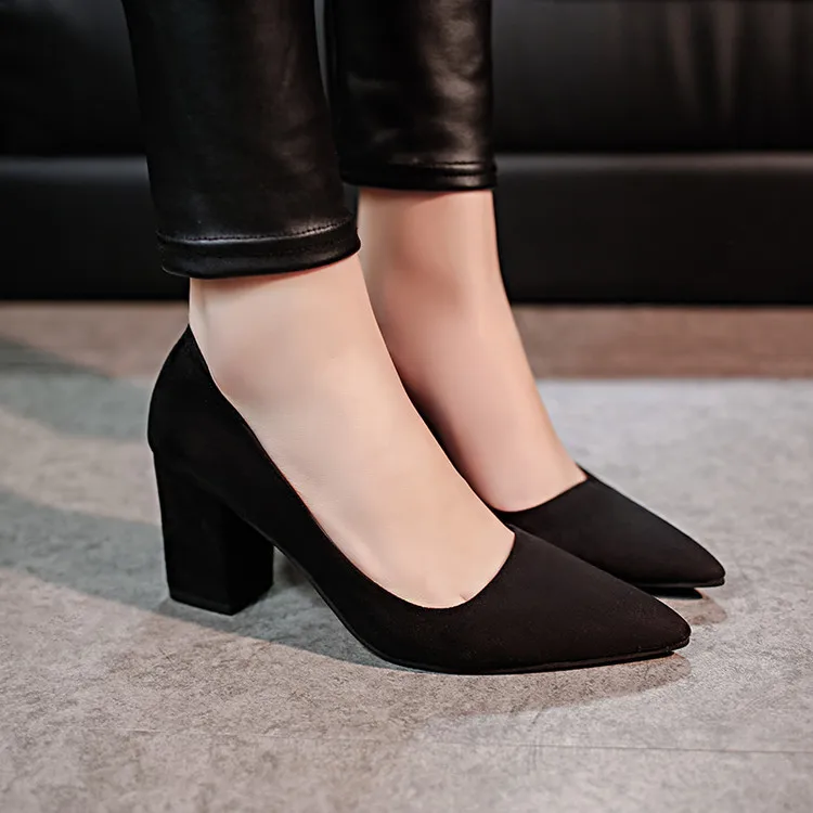 

WOMEN'S Shoes 2016 Spring And Summer-High-Heel Chunky Heel Pointed Shoes-Style Work Ol WOMEN'S Shoes Elegant Shoes WOMEN'S High-
