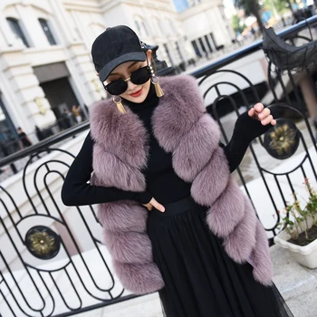 

New Real Fox Fur Vest Winter Warm Long Coat Women Genuine Fox Fur Fashion Sleeveless Vest Women Clothes High Quality
