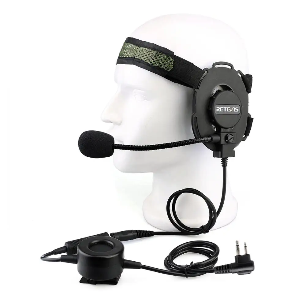 2-4 Retevis EH060K High Quality Tactical Headset Military Headset With PTT Headphone For Walkie Talkie Airsofe Game Earphone