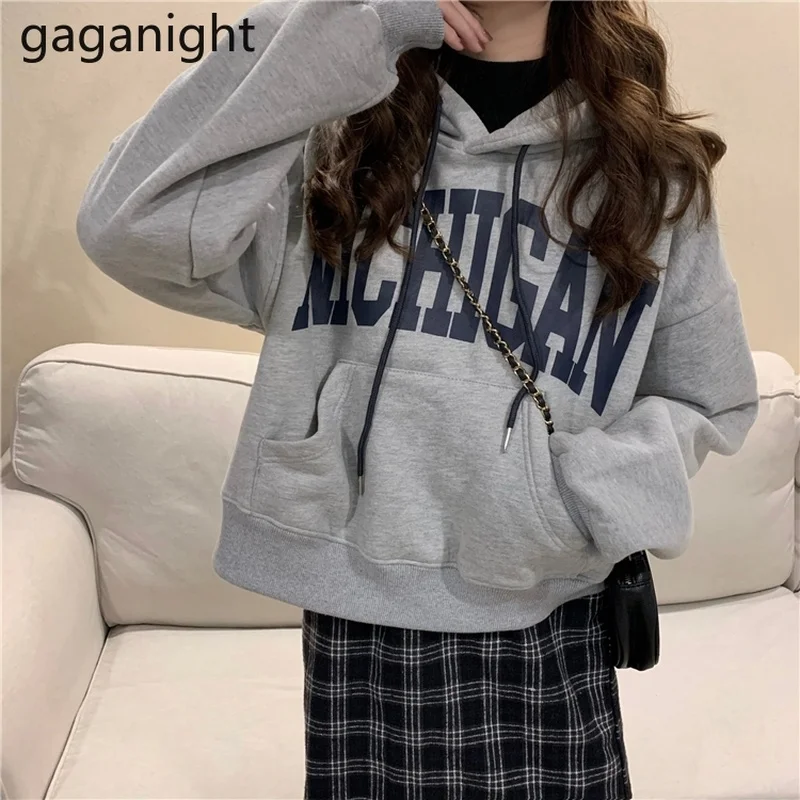 Gaganight женский свитер средней длины с капюшоном 2021 весна и осень Новый уличный