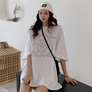 

Oversize Reflection Letter Printed Leisure T-Shirts Harajuku Women 2020 Summer Hot Sale Short Sleeve Cool Streetwear Tops Tee