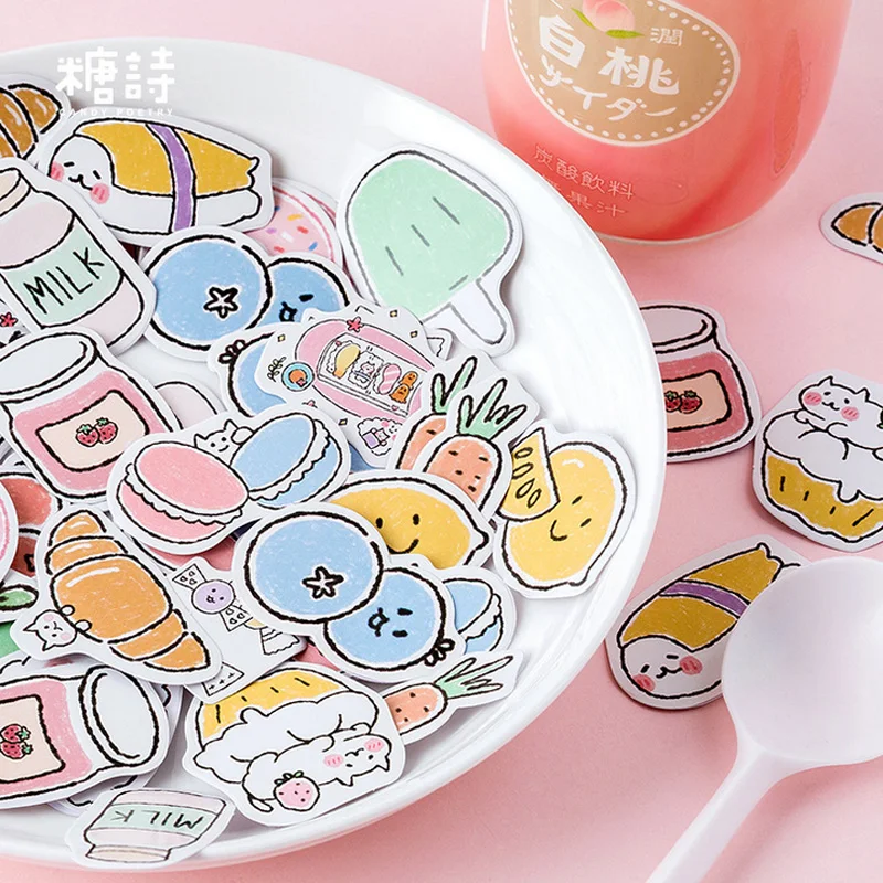 45 шт./кор. Момо милые вкусные карманные закуски мини бумажная наклейка пакет DIY декоративная наклейка-стикер для дневника альбом Скрапбукинг
