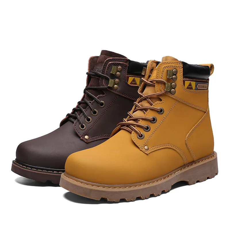 

Autumn And Winter MEN'S SHOES Outdoor Worker Boot Martin Boots Hight-top Lace-up-Style Leather Cotton-padded Shoes plus Velvet L
