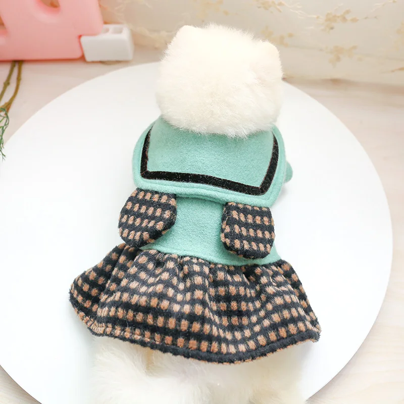 熊耳朵翻领裙_7715