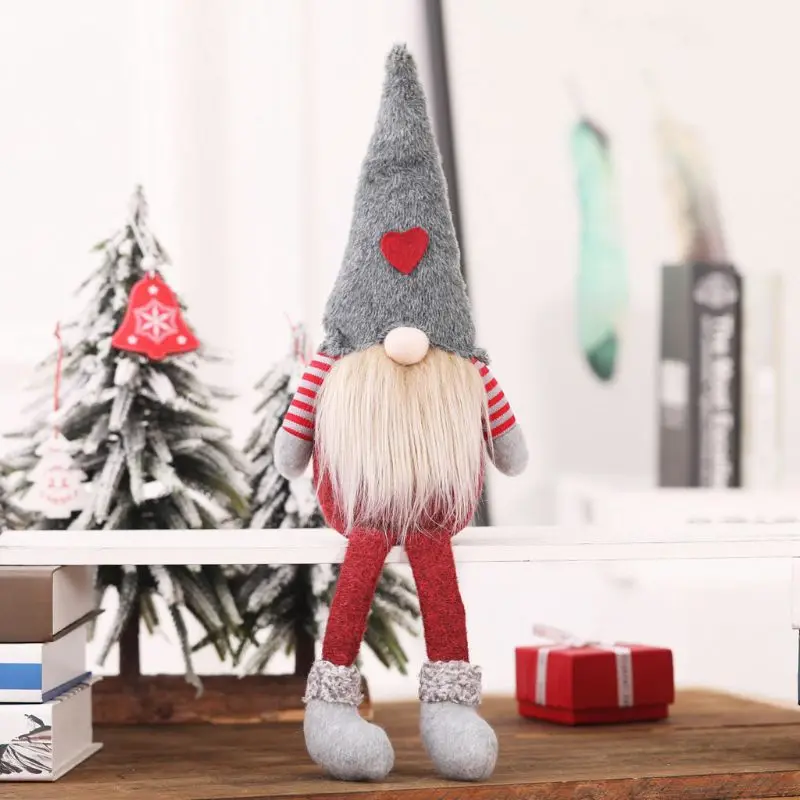 

Christmas Handmade Swedish Gnome Santa Standing Plush Doll Ornaments Xmas Holiday Home Party Decor Kids Toy Gift RXJB