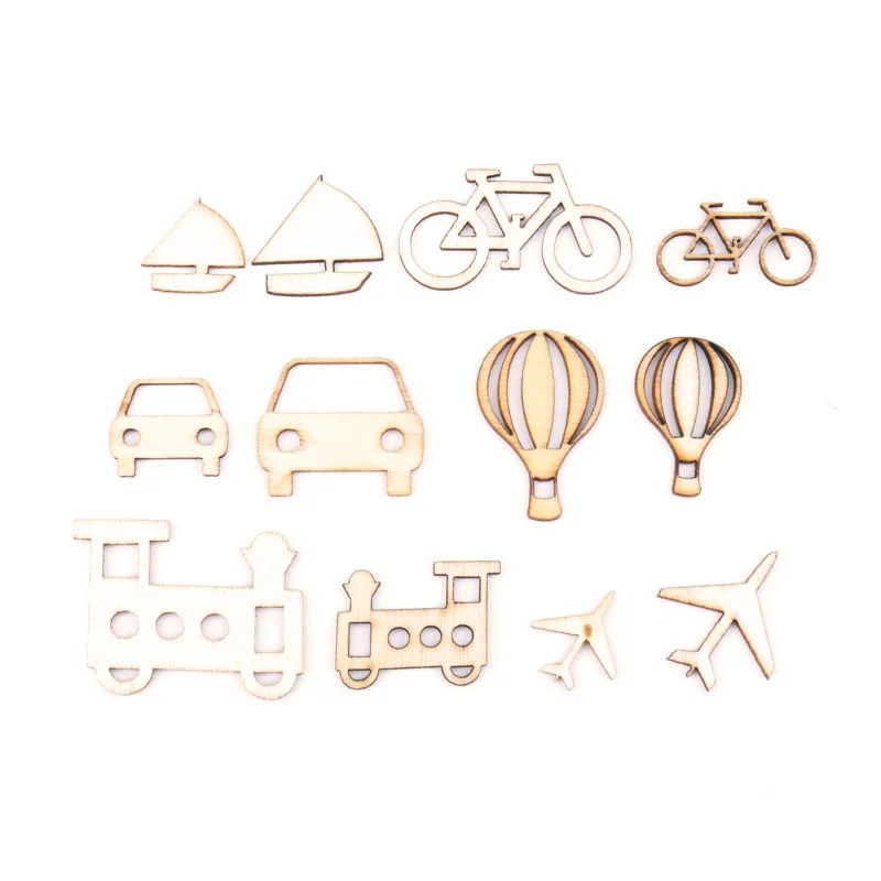 

Transportation Series Pattern Natural Wooden Scrapbooking Craft For Handmade Accessory Decoration Home DIY 20-40mm 24pcs