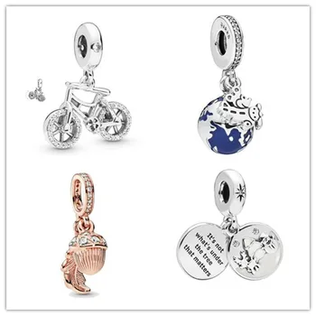 

925 Sterling Silver Bead Charm Brilliant Bicycle Dangle Pendant Beads Fit Women Pandora Bracelet & Necklace Jewelry