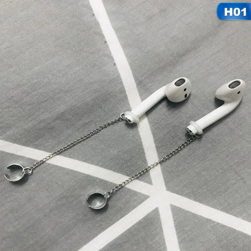 H01 Длинные серьги AirPods с кисточками, с защитой от потери, покрытые серебром и синими ушками, для наушников, для мужчин и женщин, ювелирные аксессуары, подарок - Окраска металла: H01