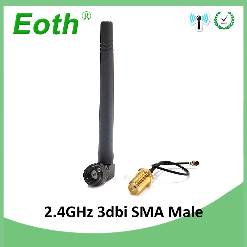 Антенна 2 4 ГГц 3dbi SMA Male антенна wi fi + 21 см ufl./ IPX 1 13 ОТРЕЗОК кабеля|Антенны для связи| |