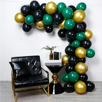 

60pcs/set Green Jungle Safari Party Balloon Chrome Metal Gold Balloons Garland Kit for Baby Birthday Party Decoration Supplies