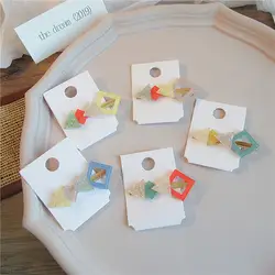 Японский красивый конфетный цветной ацетат геометрический зажим «утиный клюв» для девушек женские модные изящные заколки для волос