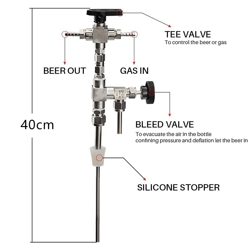 

Stainless Steel Bottle Filler Counter Pressure Beer Bottling Device, Newest Bottling Equipment Beer Home Brew Filler CO2 Kit