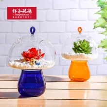 Творческий 2 в 1 Прозрачный гриб стеклянный подсвечник висячая ваза водная культура растение для украшения дома Цветочная культура посуда