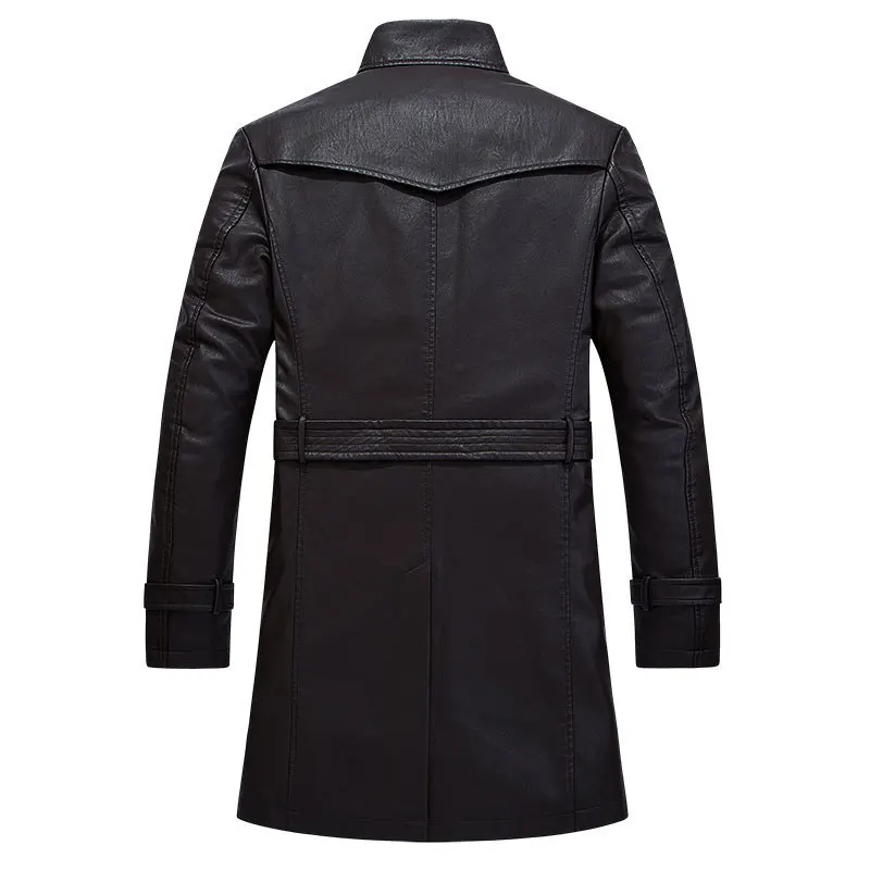 

2019 New Style Mid-length Leather Coat Men's Fashion Men Spring Autumn Winter Leather Jacket Fold-down Collar PU Leather AliExpr