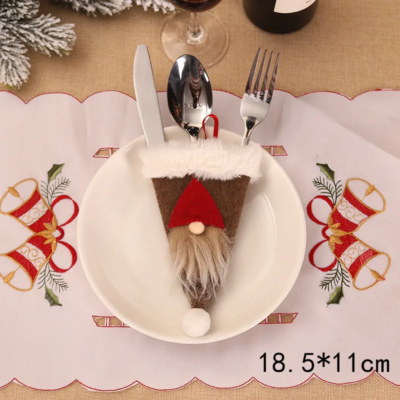 Coffee Navidad рождественские украшения кукла Санта держатели для серебра кармашки для ножей вилка украшения для обеденного стола для дома Deco Noel - Цвет: Coffee