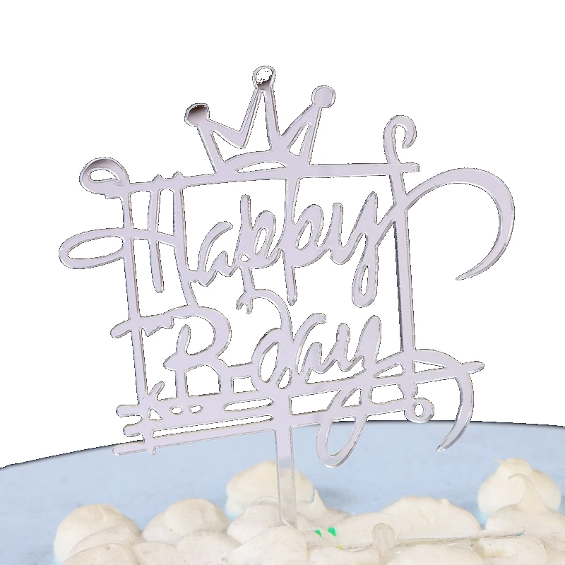 1 шт. акриловый Топпер для торта с надписью Happy Birthday золотой серебряный черный