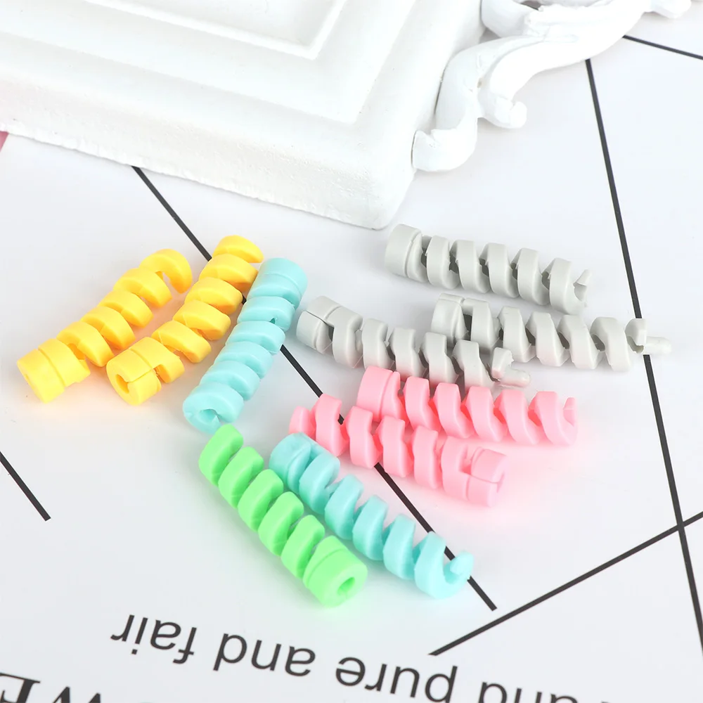 10pcs Spiral Cable Protector Desk Set Earphone Cable Organizer Wire Data Line Holder Winder Wrap Cord Desk Accessories Cable Clips Cable Holder