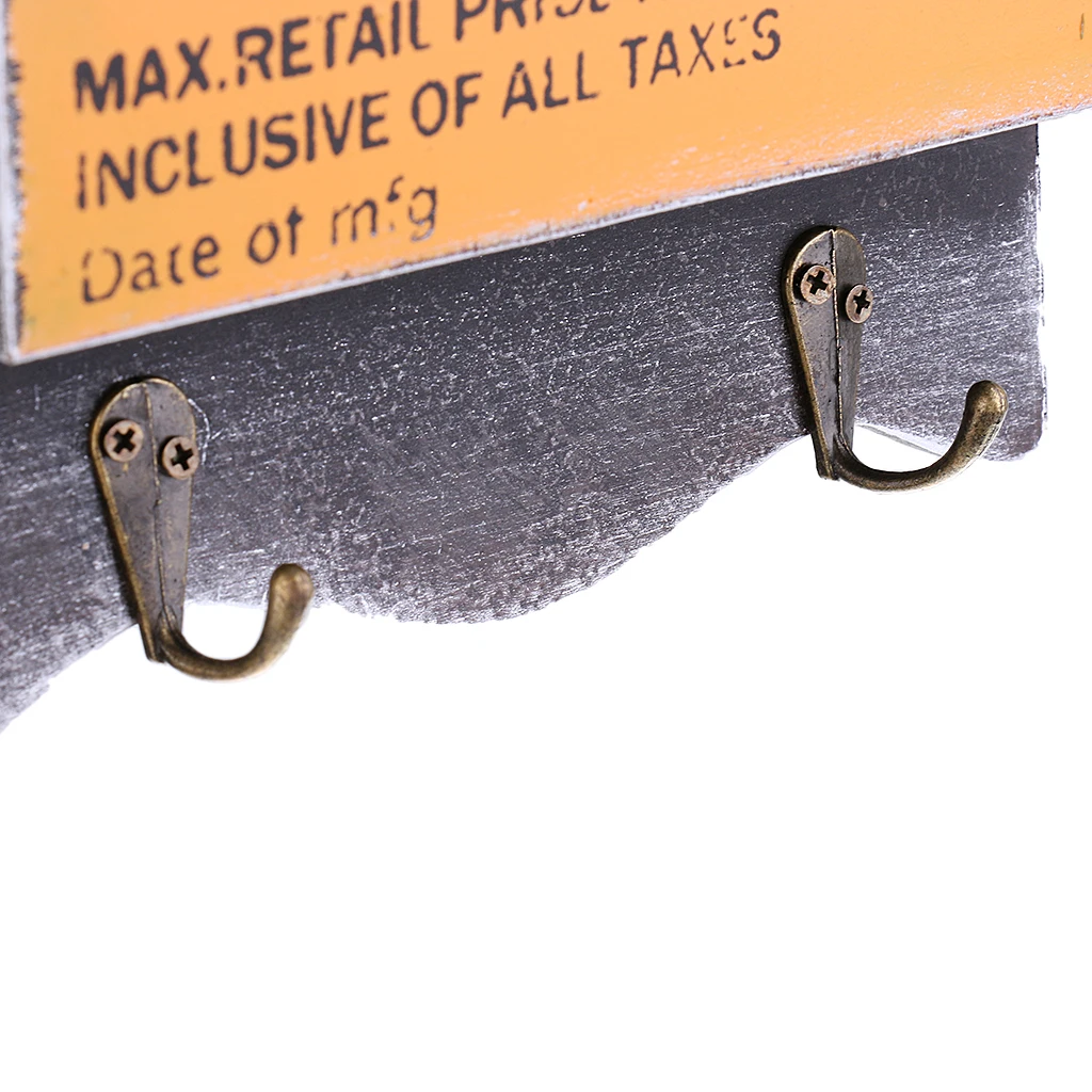 Wooden Mail Letter Holder Key Rack Organizer Wall Mount w/ 2 Hook Decor for Home Garden House Cafe Shop Ornament