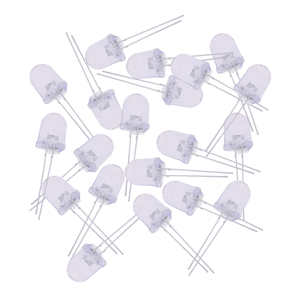 100x 10mm Red Green Blue Yellow White Light Emitting LED Diode Assorted Kit