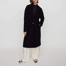 Осень-зима отворотами в длинная куртка с секциями шерстяной Двойной Двусторонняя куртка