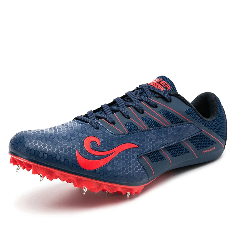 Спортивная и полевая обувь для мужчин, шипы, спортивная обувь для женщин, легкие удобные кроссовки для бега с гвоздями, мужская спортивная обувь для тренировок - Цвет: 9010blue
