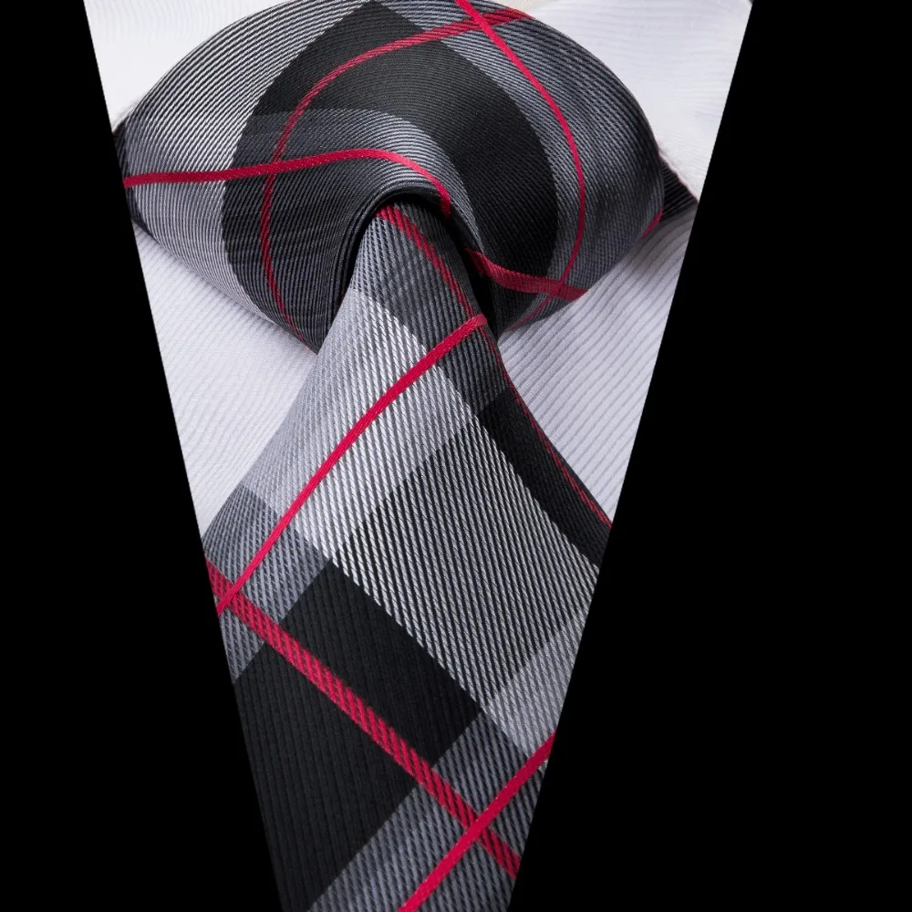 20 видов стилей клетчатый галстук Шелковый тканый красный серый клетчатый галстук носовой платок запонки набор классический мужской свадебный кармашек квадратный галстук 8,5 см