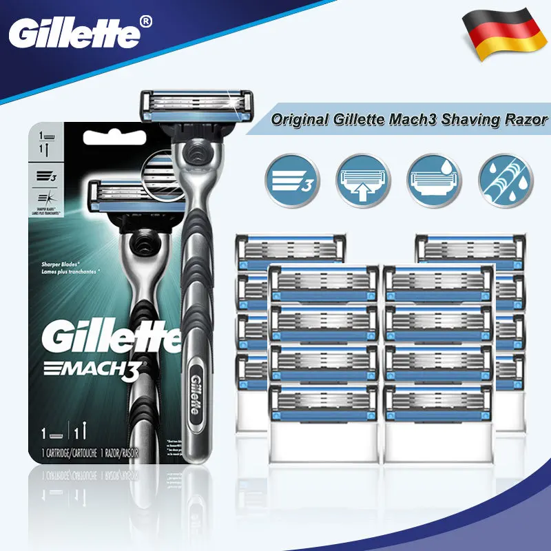 Ручная прямая бритва Gillette Mach3 оригинальная со сменными трехслойными бритвенными