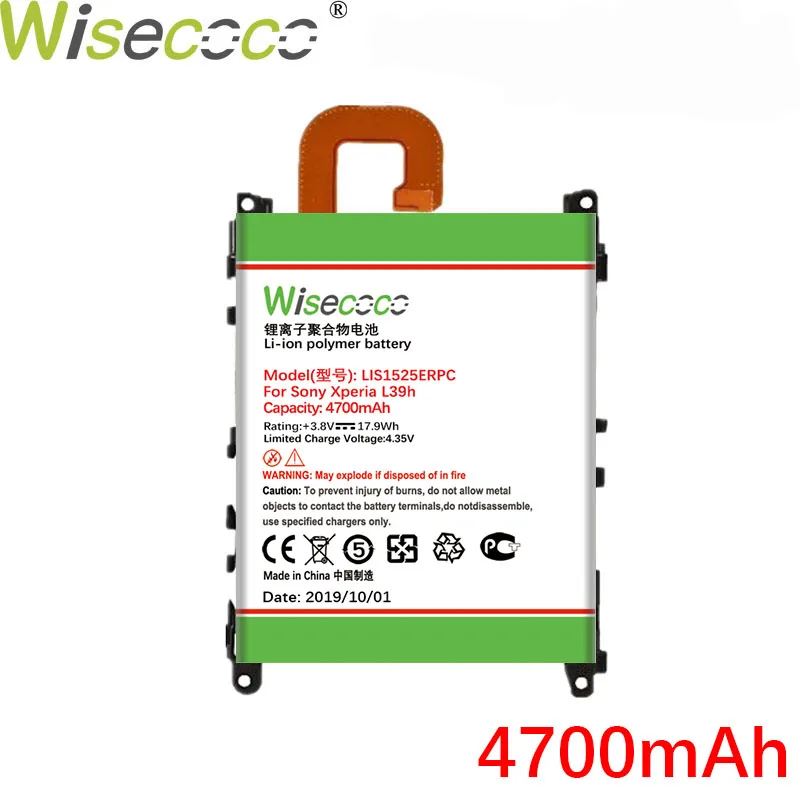 Wisecoco 4700 мА/ч, LIS1525ERPC Батарея для SONY Xperia Z1 L39h L39 C6902 C6903 C6916 C6943 SO-01F L39T L39U телефон+ номер для отслеживания