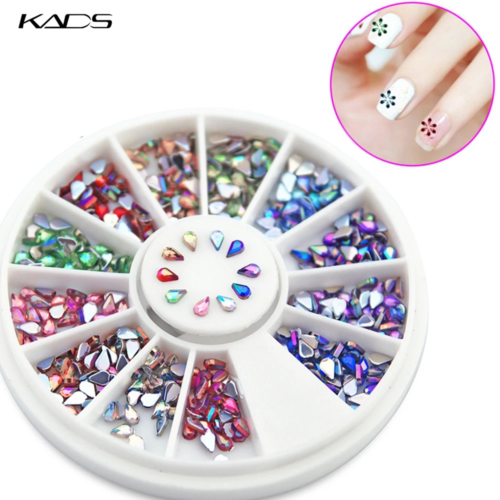 

AB 1.5*3 mm Drop Nail Art Decorations Rhinestone 600PCS 12 Color nail accessories rhinestone for nail art decoration nails