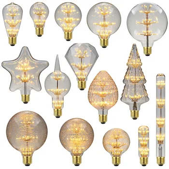 

TIANFAN E27 Base LED Bulb Vintage Starry Sky Lamp Led 3W 2000K Christmas Tree Strawberry Diamond Light Bulb Decorative