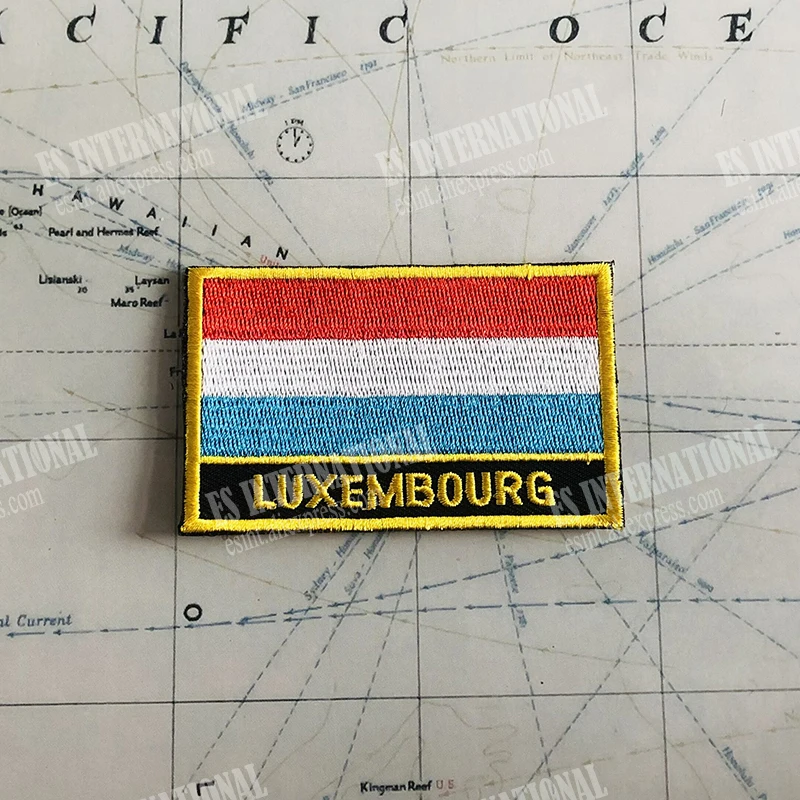 LUXEMBOURG National Flag Embroidery Patches Badge Shield And Square Shape Pin One Set On The Cloth Armband   Backpack Decoration