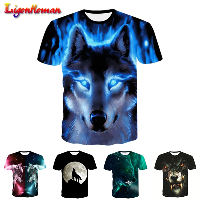 

Fashion New T-shirt 2019 male Wolf 3D Print Animal Cool Funny T-Shirt Men Short Sleeve Summer Tops T Shirt O-collar T-shirt 4XL