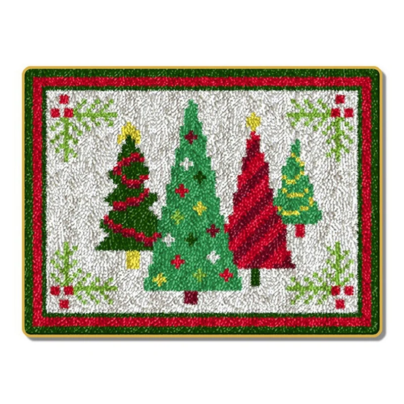 Latch Hook Kit DIY Crochet Yarn Kits 20 X 14 Inch Christmas Tree Rug Making Crafts For Kids Adults And Beginners | Дом и сад