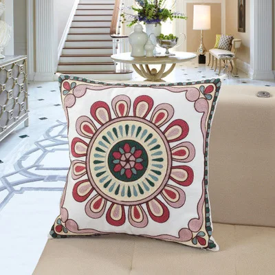 Хлопок с цветочной вышивкой узор наволочка 45*45 см наволочка Cojines Decorativos Para диван год декоративные подушки для дома - Цвет: 1