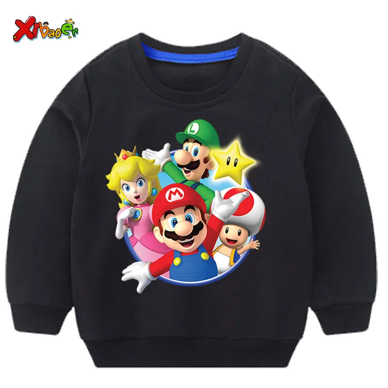 Милый детский свитер; толстовка с капюшоном; детские свитера; Забавный свитер с супер Марио для маленьких девочек; сезон осень-зима; свитер; повседневная одежда