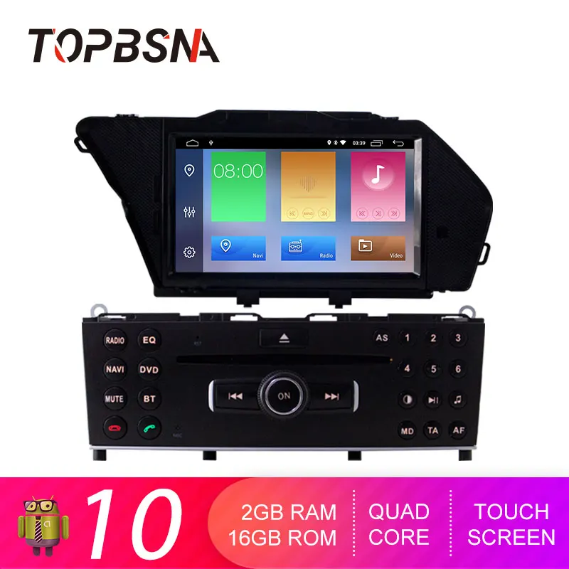 TOPBSNA 1 Din Android 10 Car DVD Player For BENZ GLK/GLK X204/GLK 300/GLK 350 WIFI Car GPS Radio Audio Multimedia Stereo Auto CD