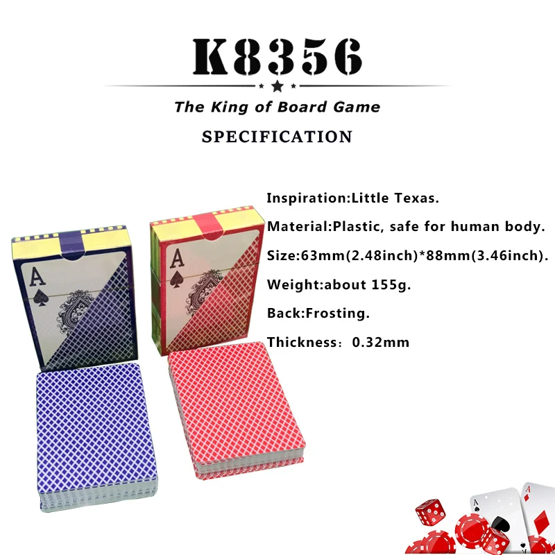 K8356 2 компл./лот маленькие буквы Texas Hold'em пластиковые игральные карты водонепроницаемые атласные для покера карты; настольные игры 2,48*3,46 дюймов