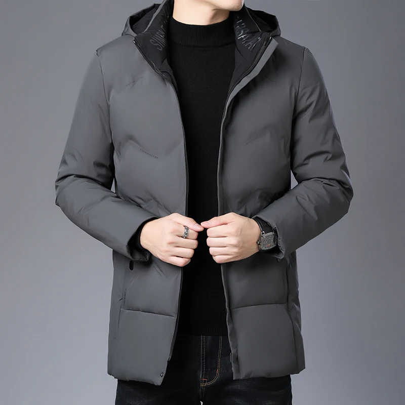 Толстая зимняя Модная брендовая куртка с капюшоном, мужская длинная стеганая куртка, уличная одежда, Parkasa, корейское пуховое пальто, мужская одежда