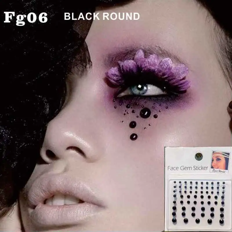 FG06-Black-Cyber-Face-Gems-Jewels-Bindi-Dots-Bindis-Beauty-Body-Art-Accessories-Festival副本