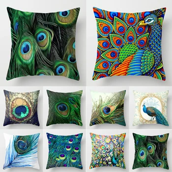 

Feather Throw Pillowcase Bird Flowers Printing Skin Velvet Cushion Cover Pillows Cover Case for Car Home Sofa Decor