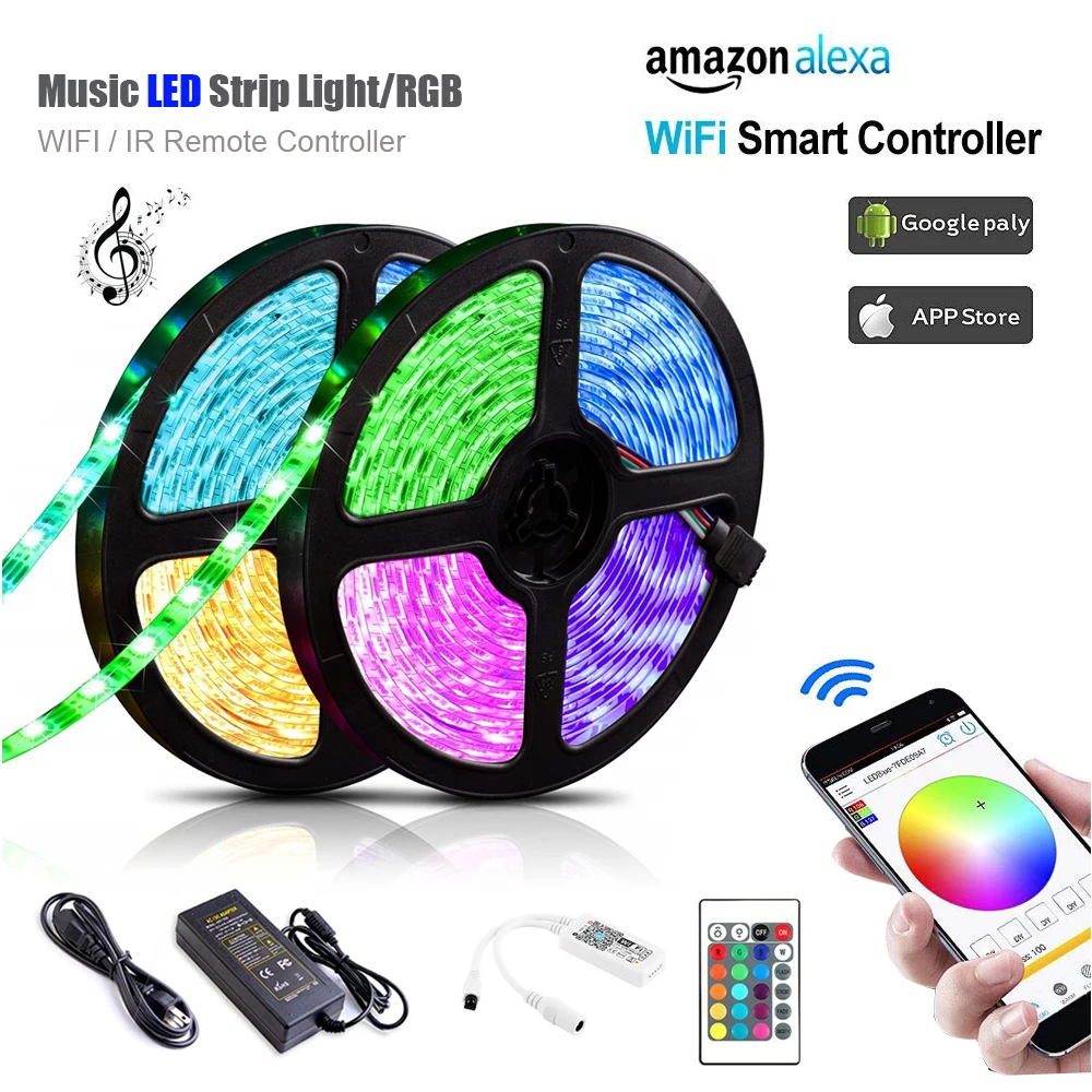 Бесплатная DHL Wi Fi беспроводной контроллер RGB/RGBW/RGBWW Светодиодная лента 12 В 5050 5 м 10