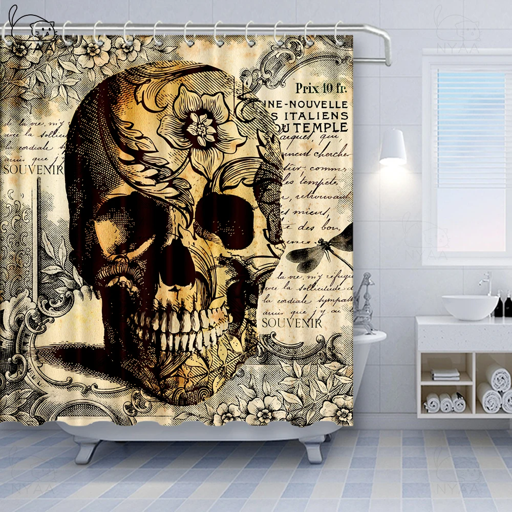 Занавеска для душа с ужасным сахарным черепом водонепроницаемая занавеска
