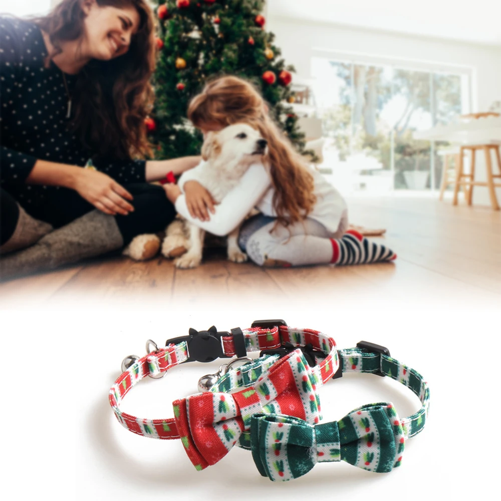 

Christmas Cat Collar with Bell Pet Dog Collar for Cats Adjustable Nylon Puppy Dog Collars for Small Dogs Cat Leash Pet Products