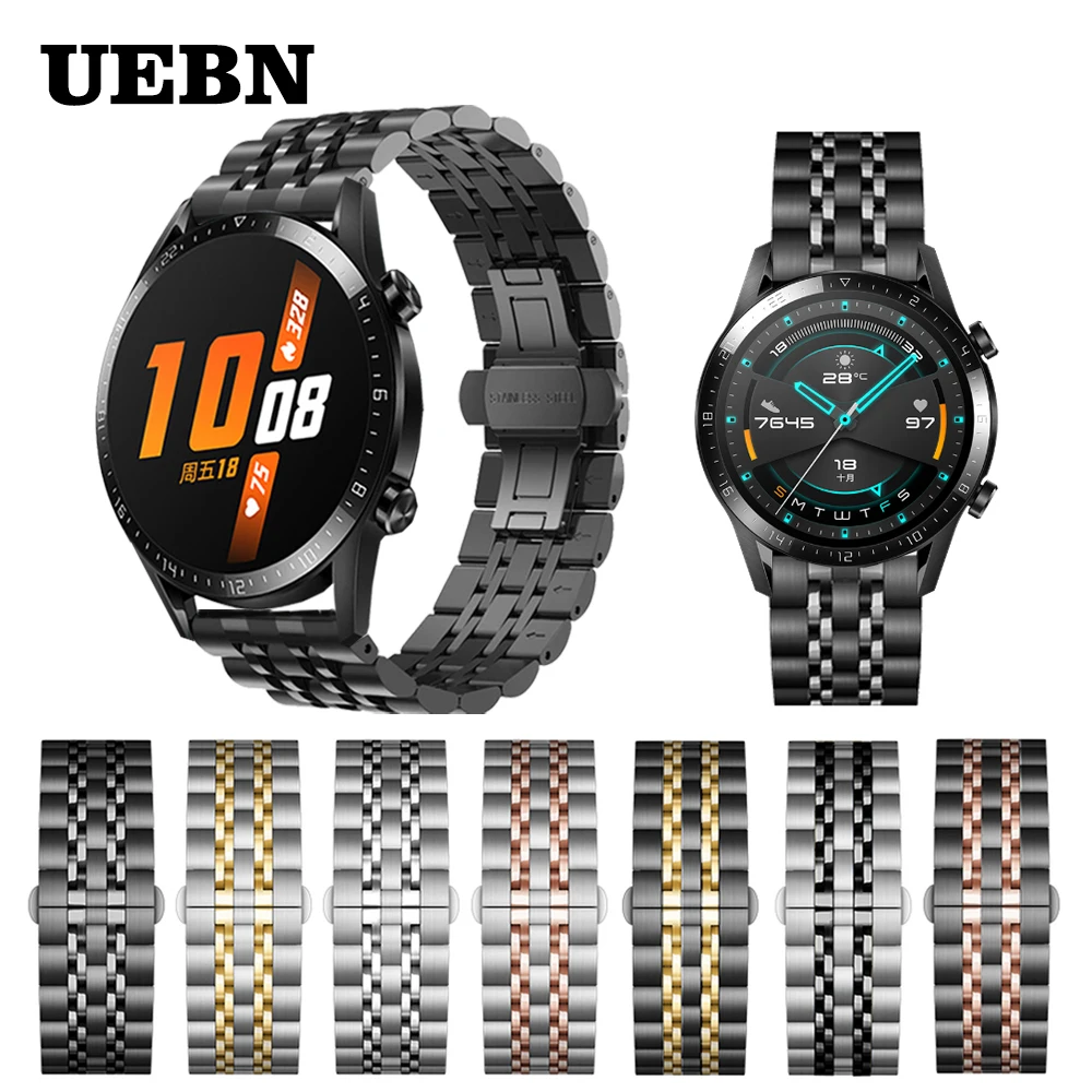 UEBN 20 мм металлический ремешок из нержавеющей стали для HUAWEI WATCH GT 2 42 мм 46 мм ремешок 22 мм браслет ремешок для часов для Honor Magic ремешок для часов